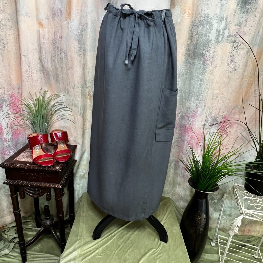 VTG 📌 Gigi Wrap Optic Maxi Skirt with Drawstring Waistline